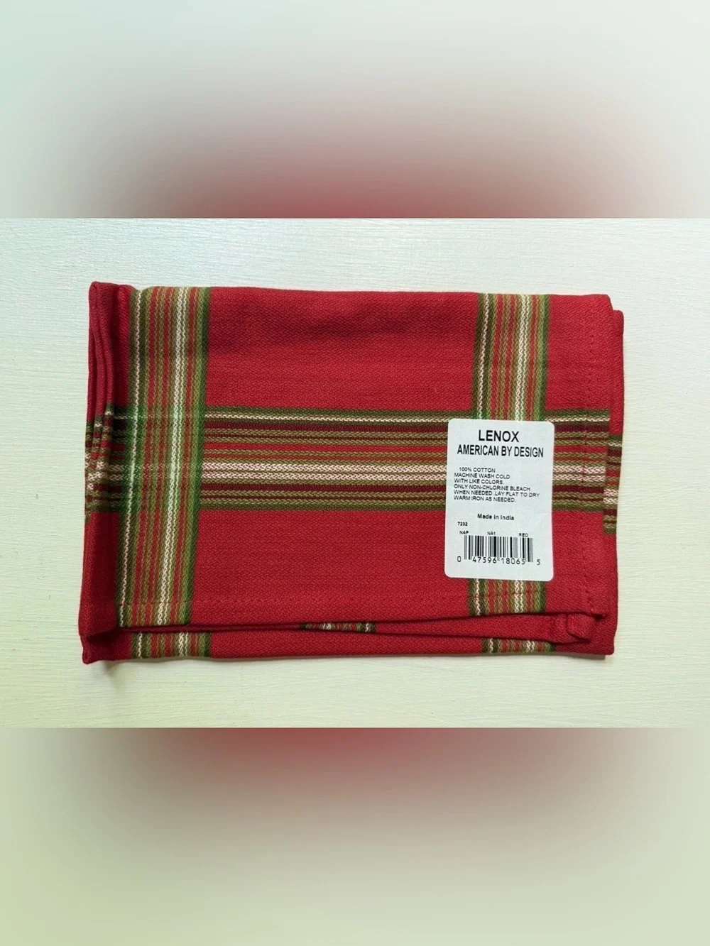 LENOX Holiday Gatherings Red Plaid Set Of (6) DINNER NAPKINS 19” Christmas Decor